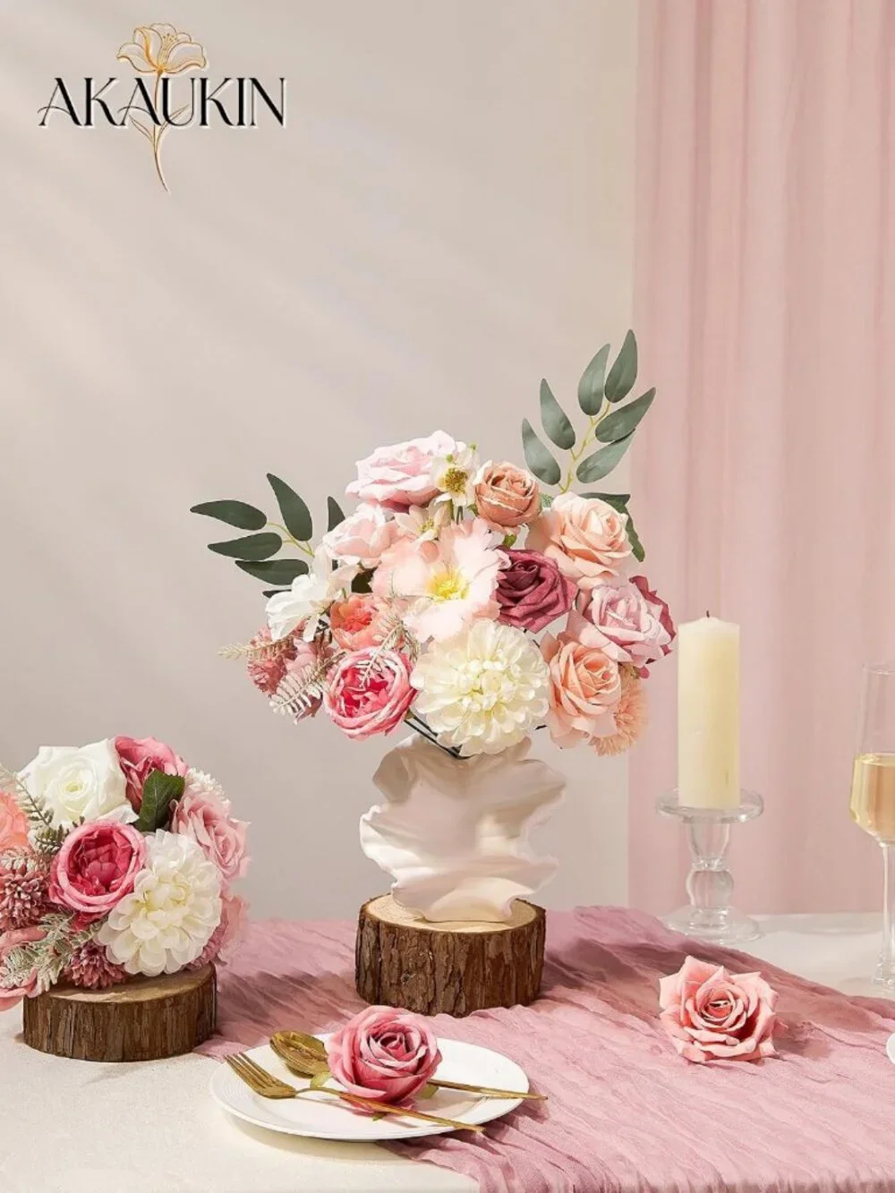 Blush Pink Silk Flowers Combo Box - Artificial Floral Arrangements for DIY